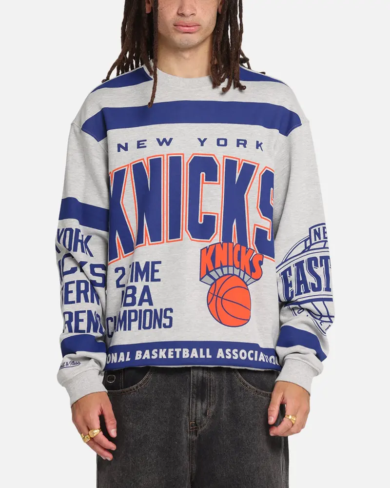 Mitchell & Ness New York Knicks Letterform Crewneck Grey Marle/Official Team Color 1