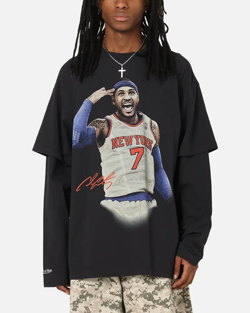 Mitchell & Ness New York Knicks Melo State Of Mind Long Sleeve T-Shirt Faded Black 1