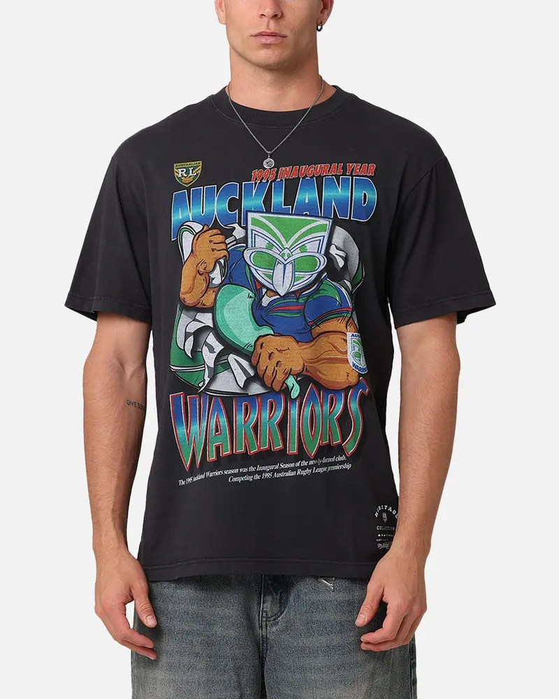 Mitchell & Ness New Zealand Warriors Ball Busting T-Shirt Overdyed Black 1