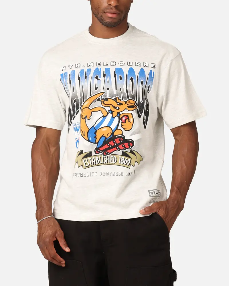 Mitchell & Ness North Melbourne Kangaroos Character T-Shirt Silver Marle 1