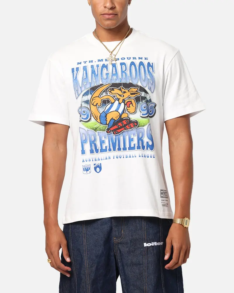 Mitchell & Ness North Melbourne Kangaroos Mascot T-Shirt Vintage White 1