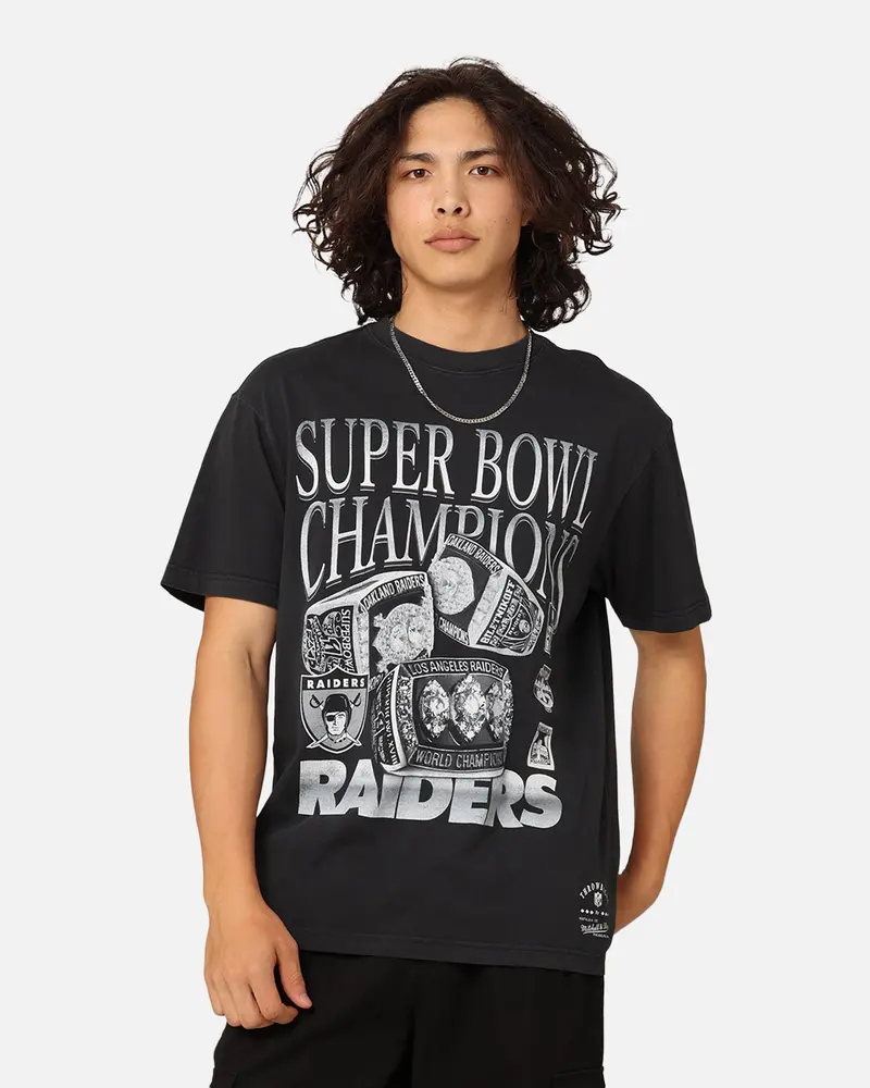 Mitchell & Ness Oakland Raiders 3 Time Super Bowl T-Shirt Faded Black 1