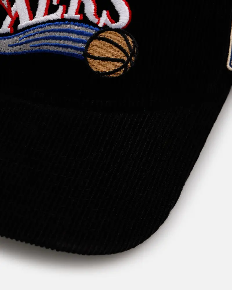 Mitchell & Ness Philadelphia 76Ers 'Vintage Cord' Pro Pinch Corduroy Snapback Black 2