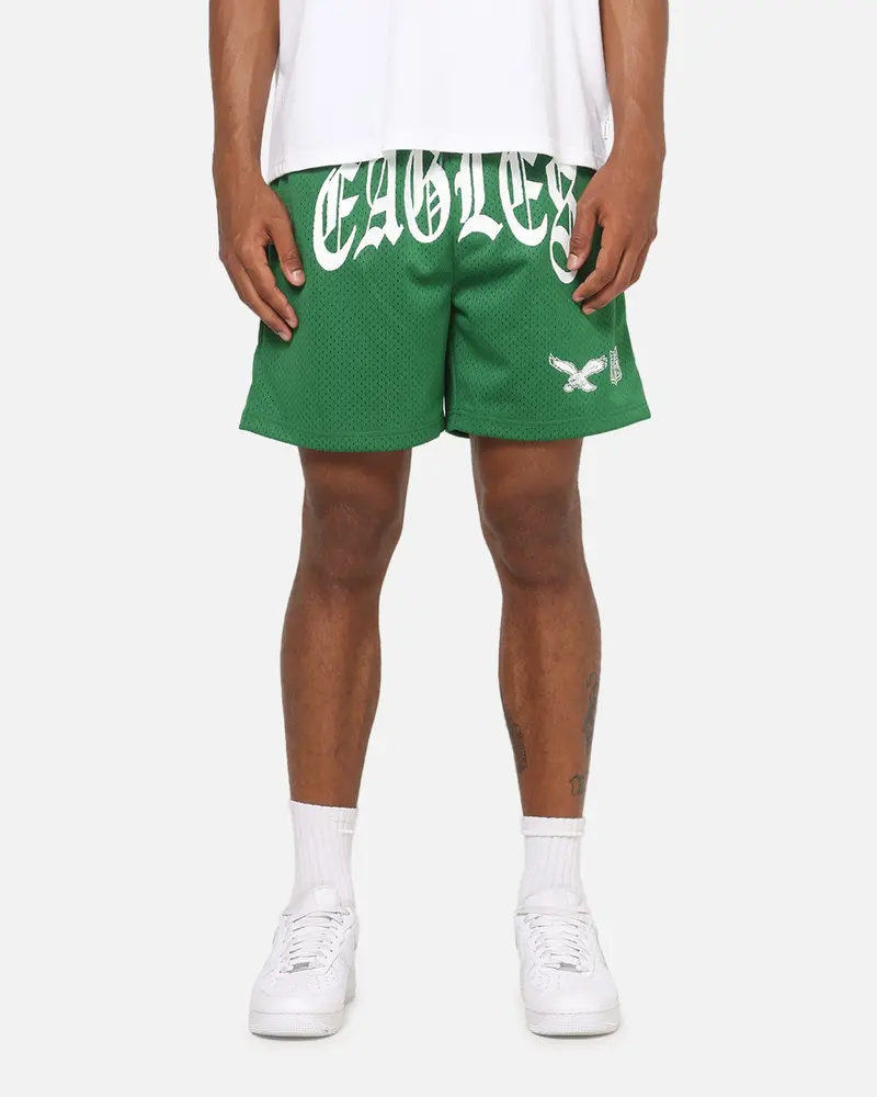 Mitchell & Ness Philadelphia Eagles Arch Script Shorts Green 1