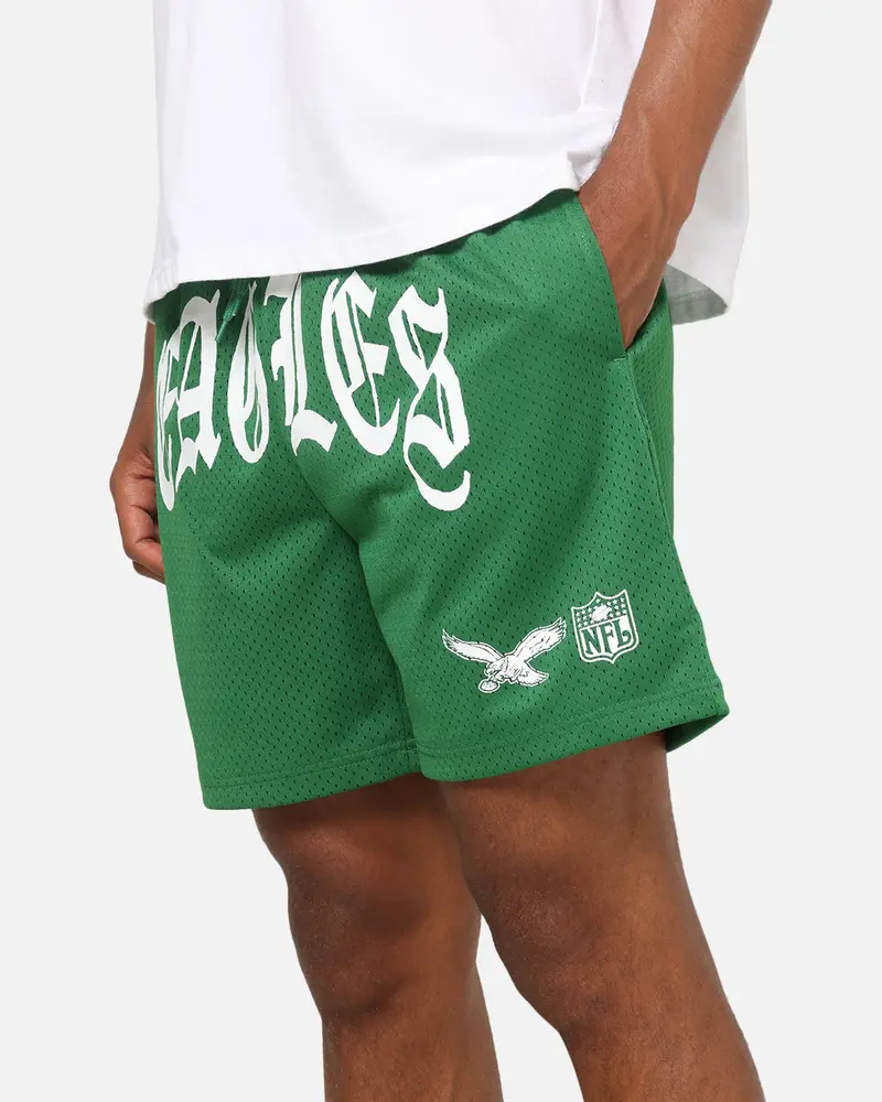 Mitchell & Ness Philadelphia Eagles Arch Script Shorts Green 3