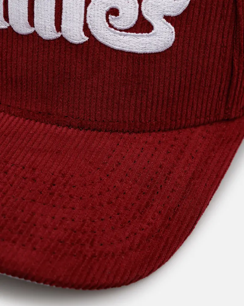 Mitchell & Ness Philadelphia Phillies 'Vintage Cord' Pro Pinch Corduroy Snapback Burgundy 2