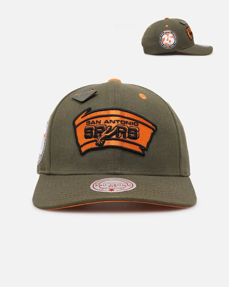 Mitchell & Ness San Antonio Spurs 'Harmony Of Hues' Pro Crown Snapback Olive/Orange 1