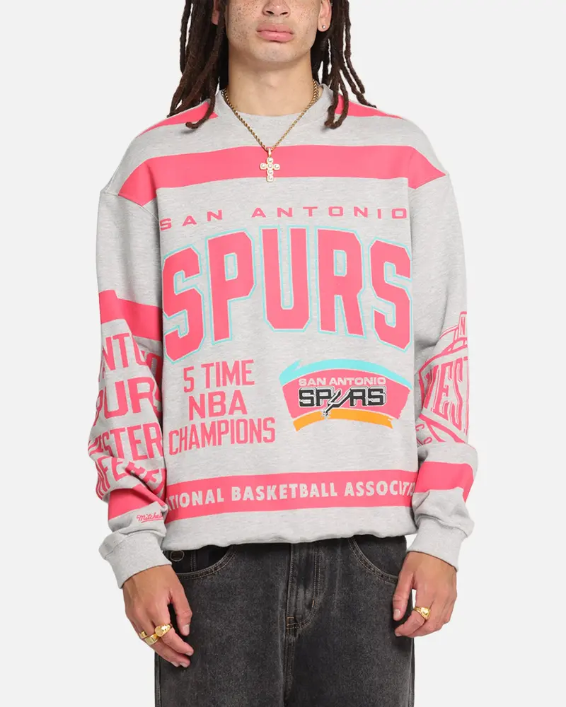 Mitchell & Ness San Antonio Spurs Letterform Crewneck Grey Marle 1
