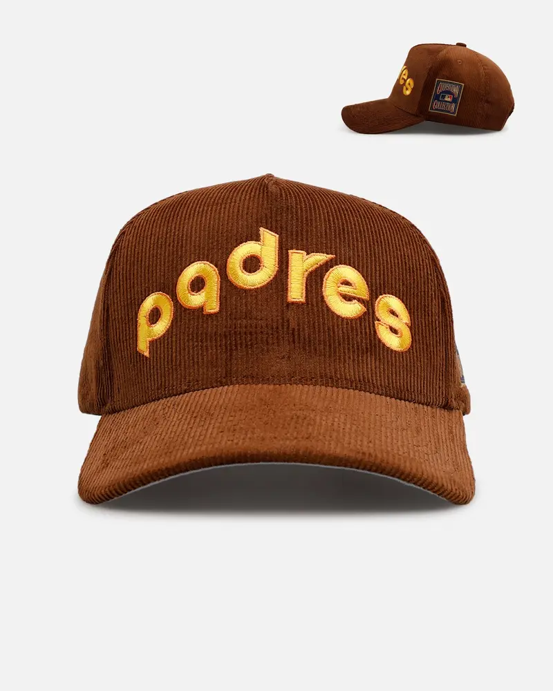 Mitchell & Ness San Diego Padres 'Vintage Cord' Pro Pinch Corduroy Snapback Brown 1