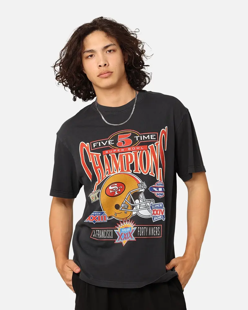 Mitchell & Ness San Francisco 49Ers 5 Time Super Bowl T-Shirt Faded Black 1