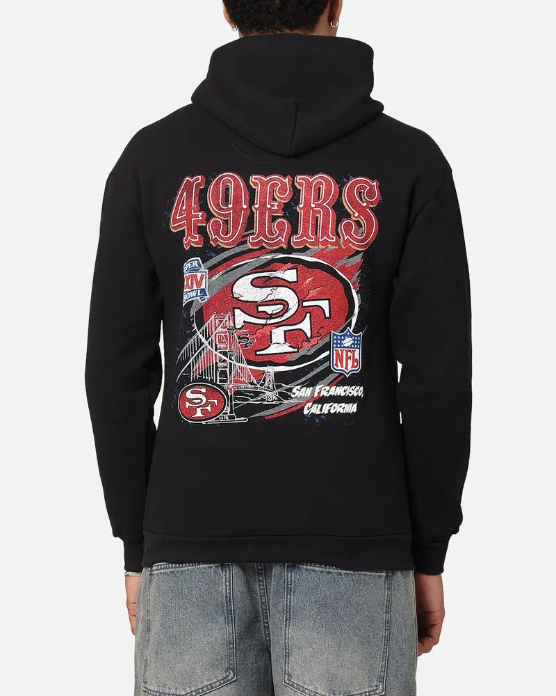 Mitchell & Ness San Francisco 49Ers Flames Hoodie Faded Black 1