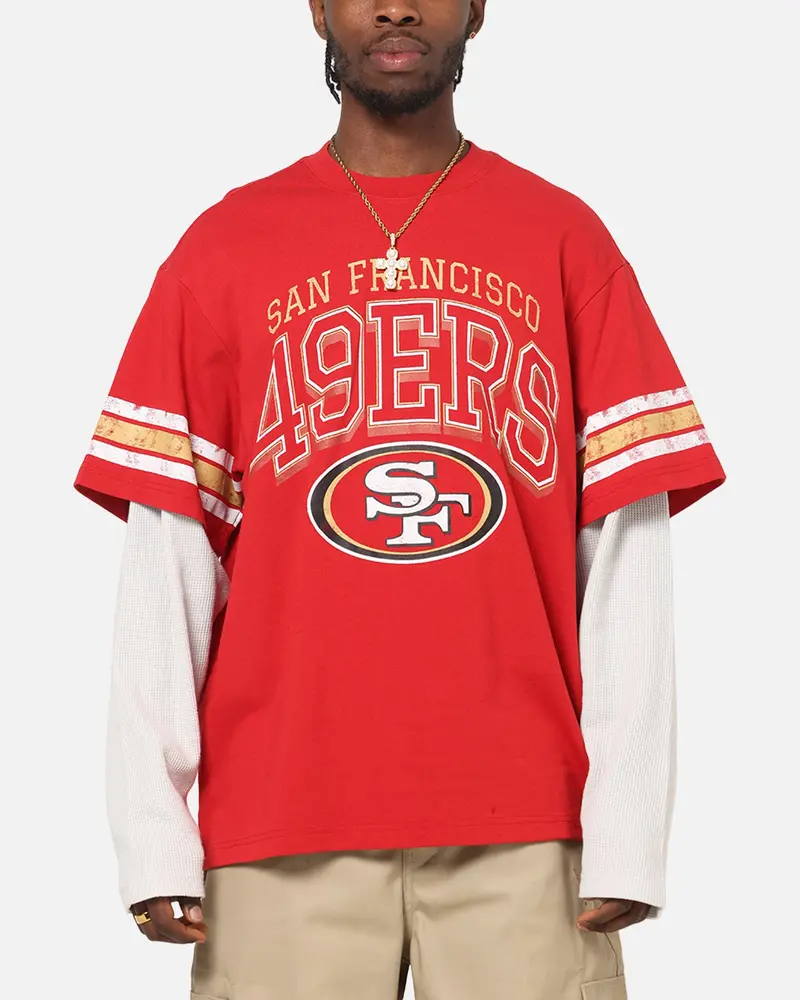 Mitchell & Ness San Francisco 49Ers Waffle Mock Layer Long Sleeve T-Shirt Red 1