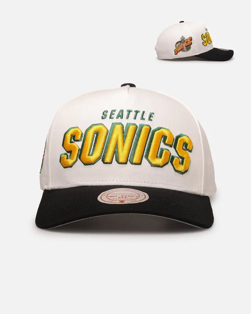 Mitchell & Ness Seattle Supersonics 'Draft Day' Pro Pinch Snapback White/Black 1