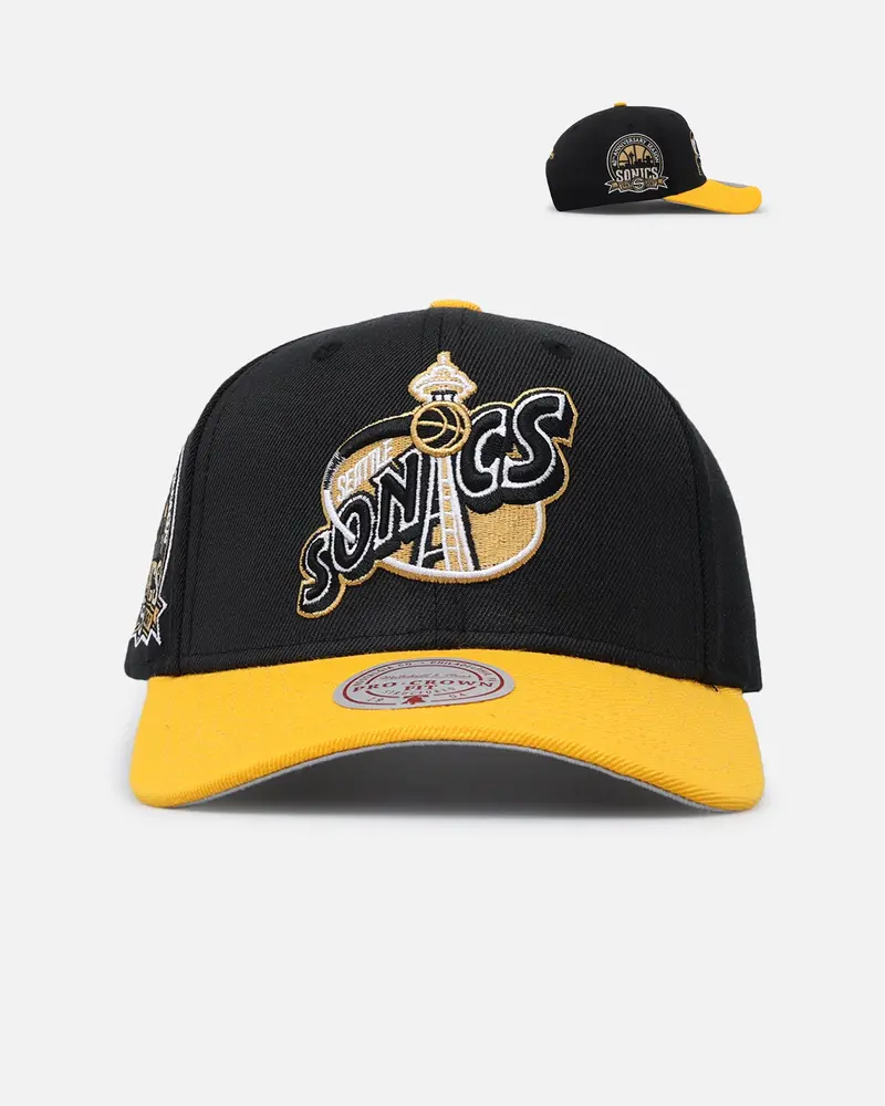 Mitchell & Ness Seattle Supersonics "Enter The Dragon" Pro Crown Snapback Black/Ochre 1