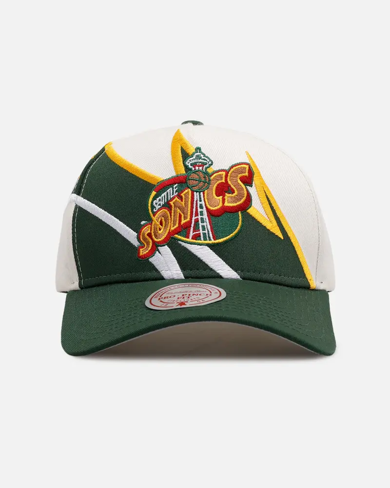 Mitchell & Ness Seattle Supersonics 'Shark Tooth' Pro Pinch Snapback Cream/Green 1