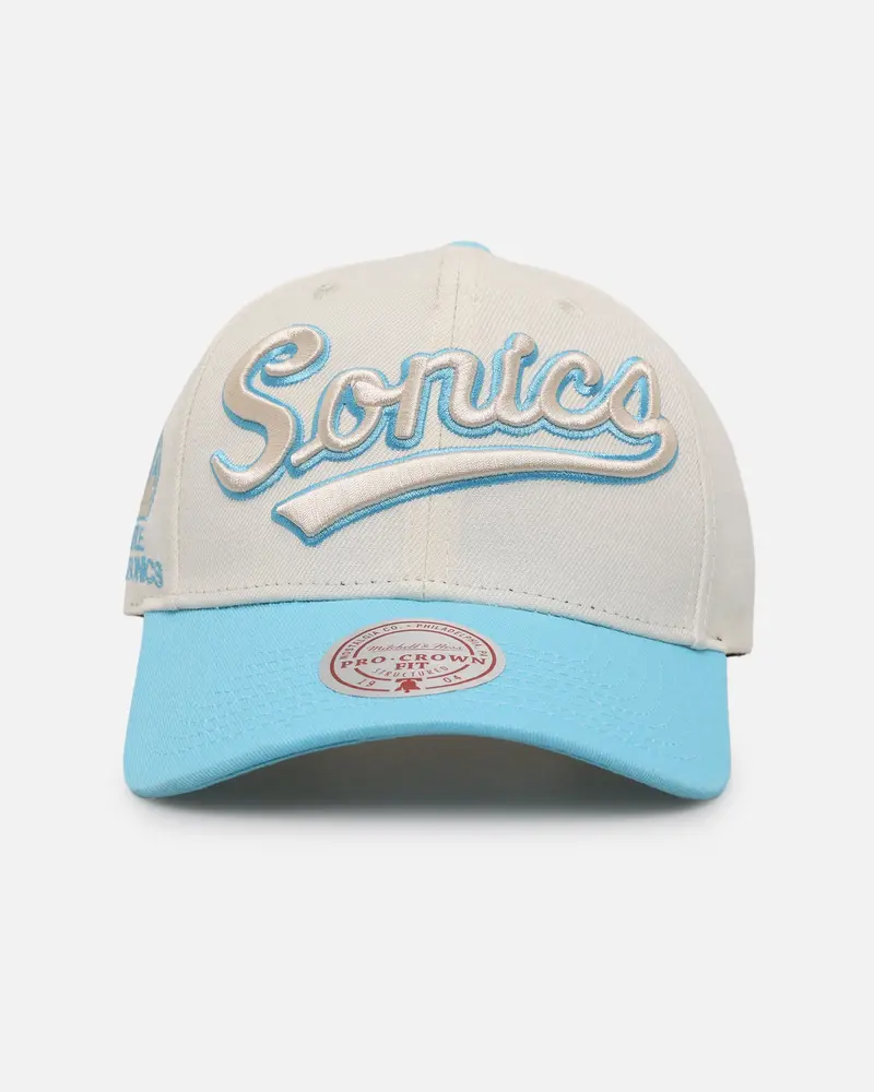 Mitchell & Ness Seattle Supersonics 'Sky Blue' Pro Crown Snapback White Cream/Blue 1