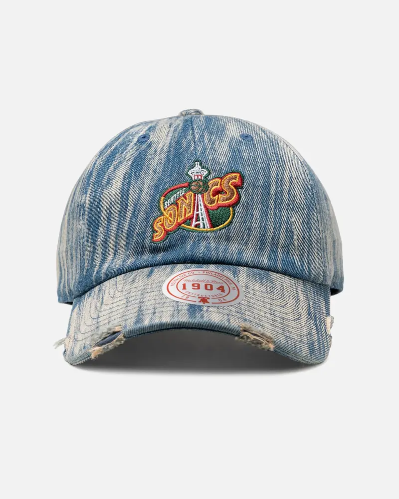 Mitchell & Ness Seattle Supersonics 'Washed Denim' Dad Fit Strapback Denim 1