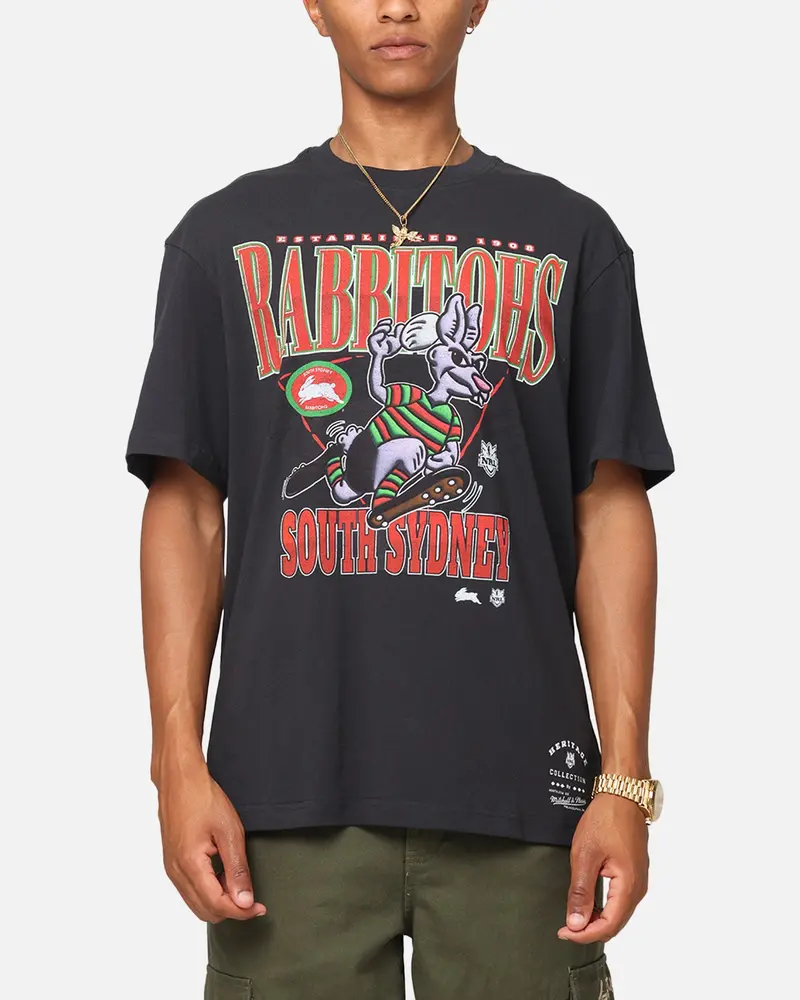 Mitchell & Ness South Sydney Rabbitohs Mascot Character T-Shirt Faded Black 1