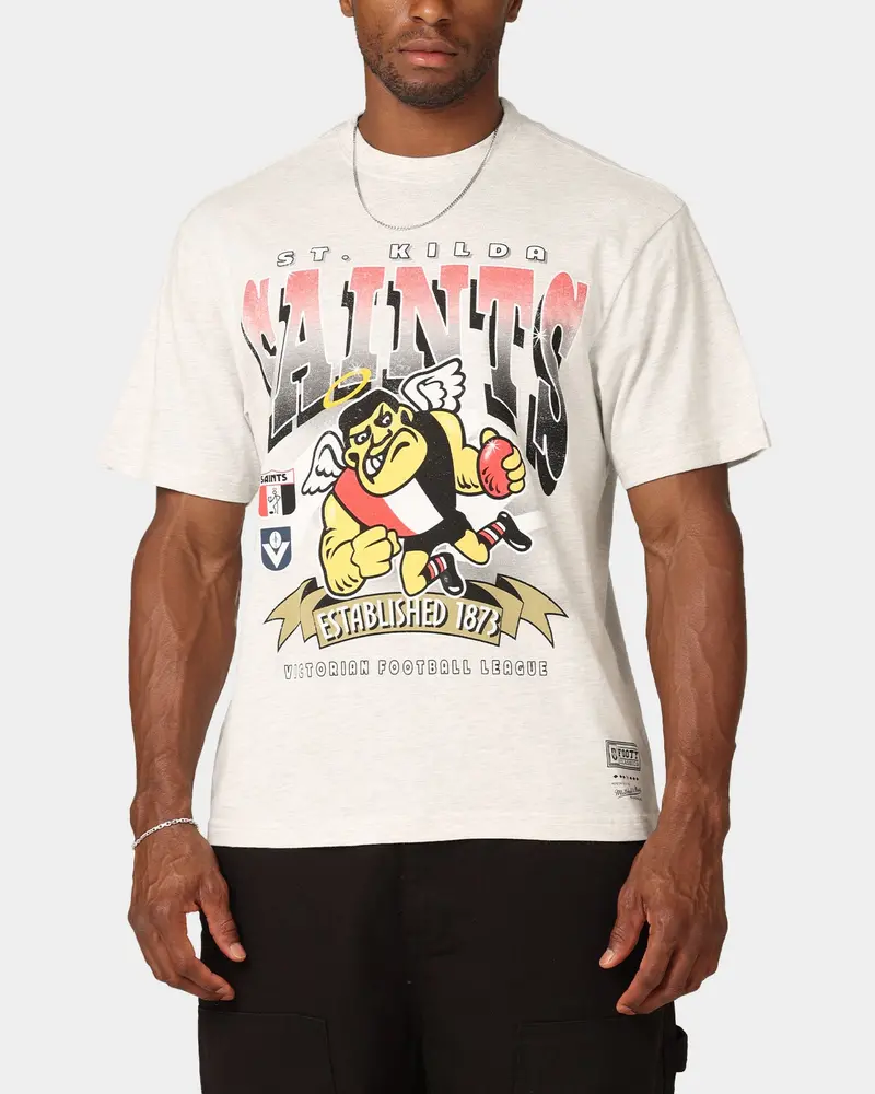 Mitchell & Ness St. Kilda Saints Character T-Shirt Silver Marle 1