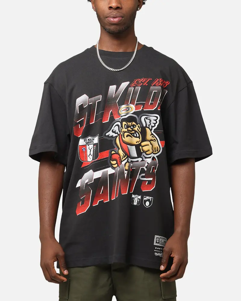Mitchell & Ness St Kilda Saints Mascot Character T-Shirt Faded Black 1