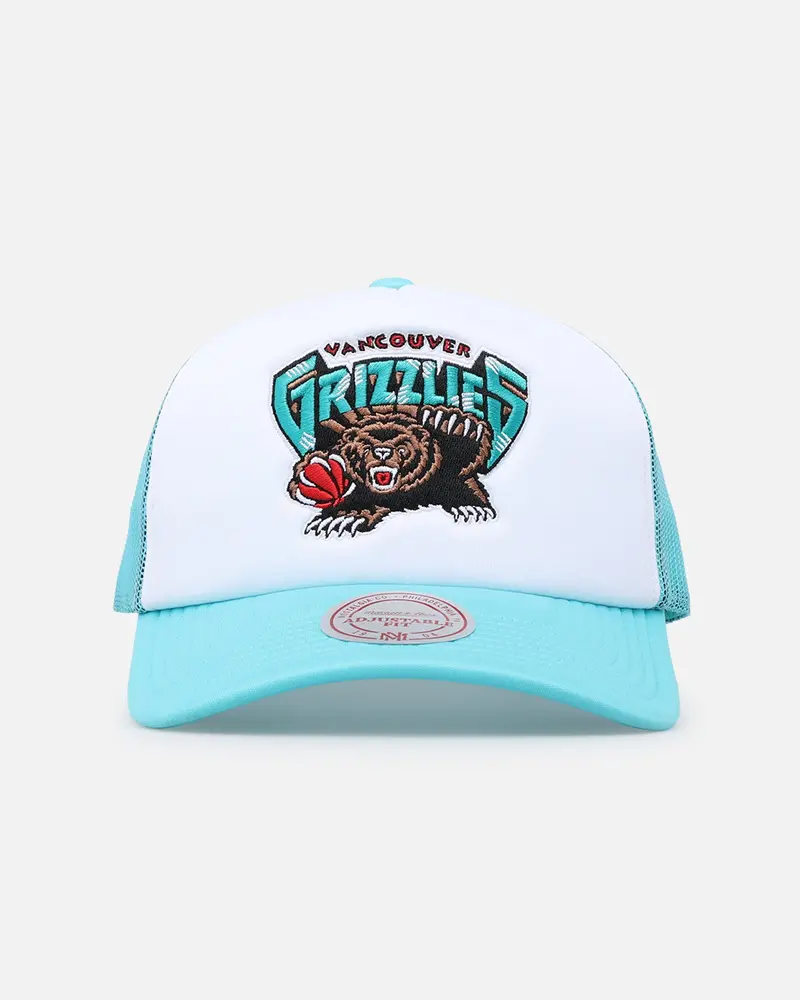 Mitchell & Ness Vancouver Grizzlies Team Foam Trucker Snapback Aqua/White 1