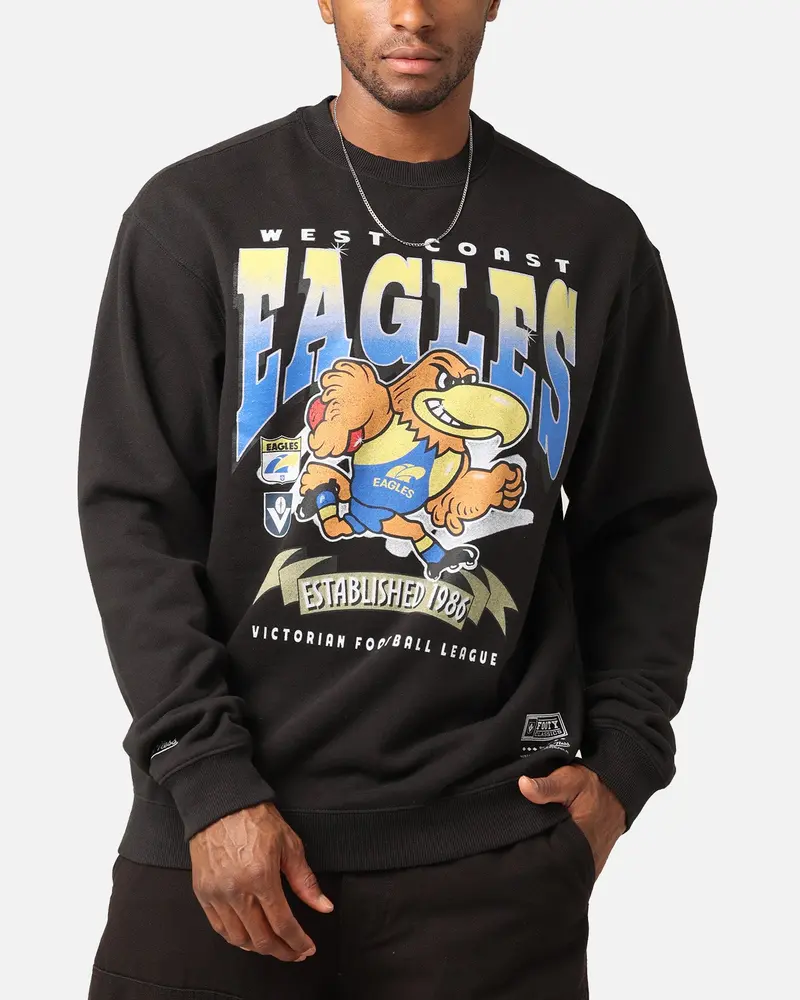 Mitchell & Ness West Coast Eagles Character Crewneck Faded Black 1