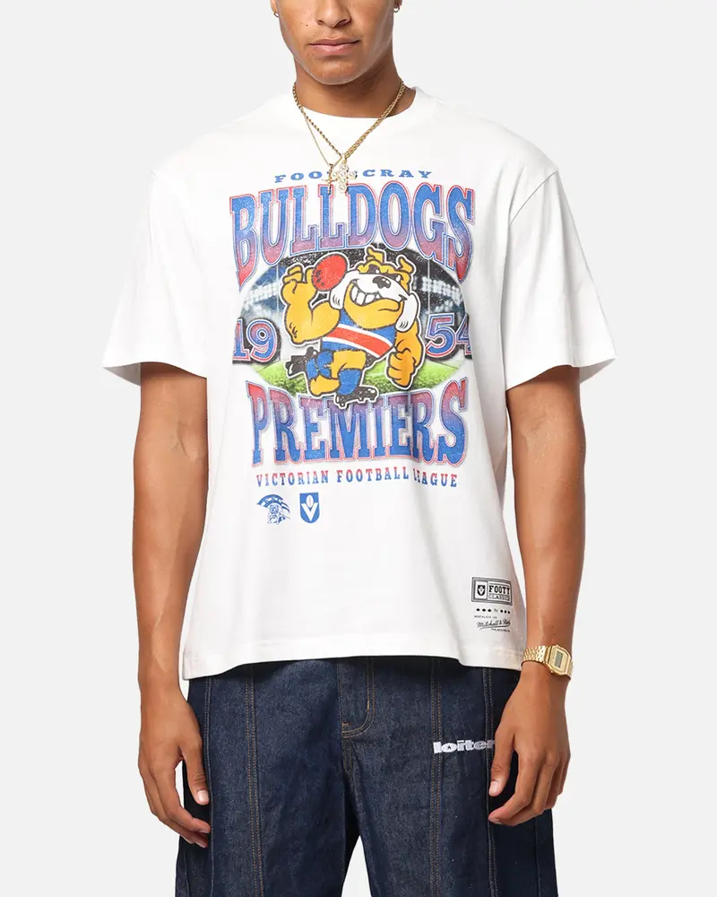 Mitchell & Ness Western Bulldogs Mascot T-Shirt Vintage White 1