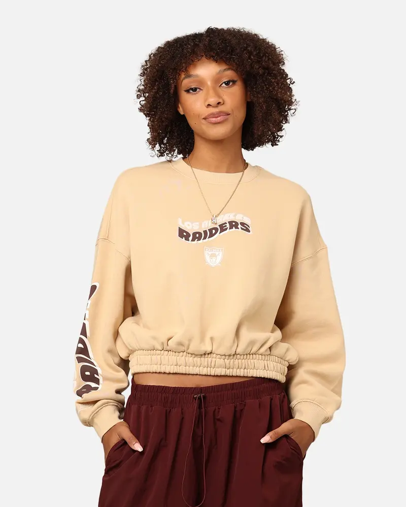 Mitchell & Ness Women's Los Angeles Raiders Dazed Cropped Crewneck Warm Sand 1