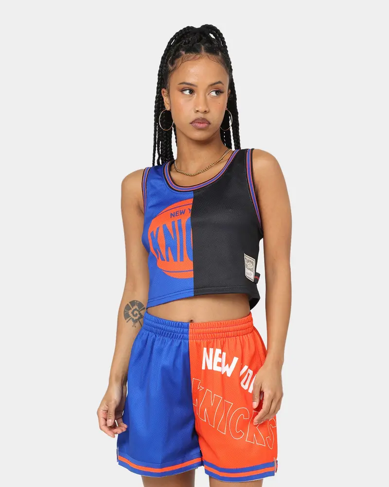 Mitchell & Ness Women's New York Knicks Big Face 5.0 Crop Tank Top Blue 1