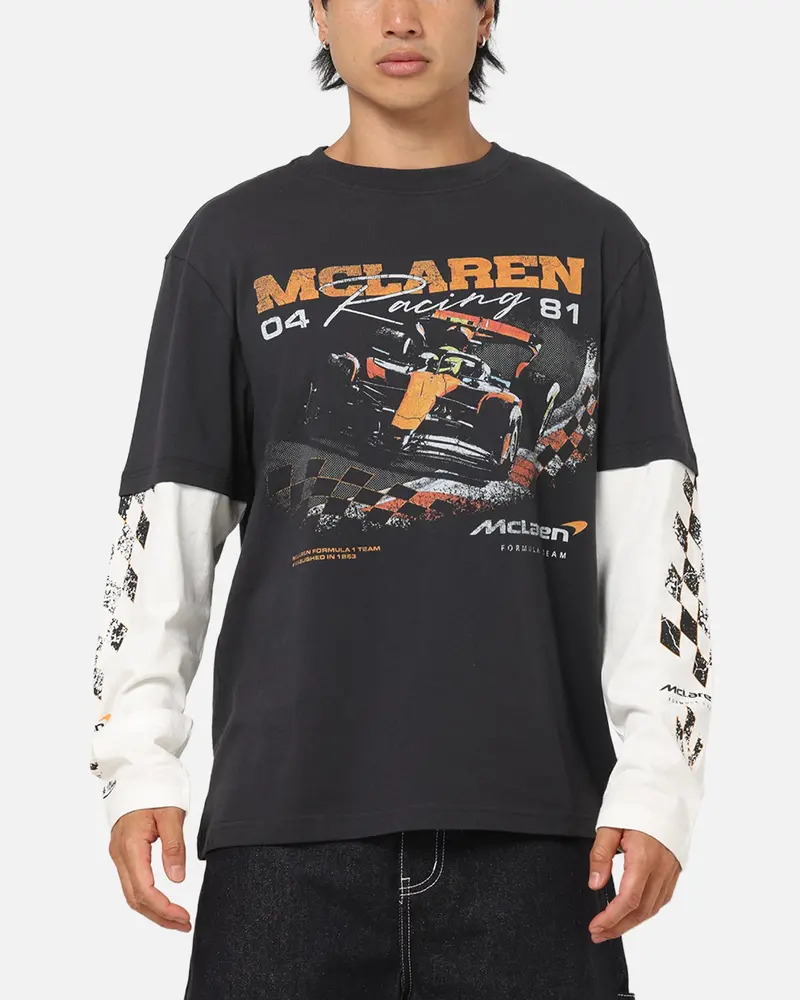 Mitchell & Ness X Mclaren Checkered Vintage Long Sleeve T-Shirt Black/Vintage White 1