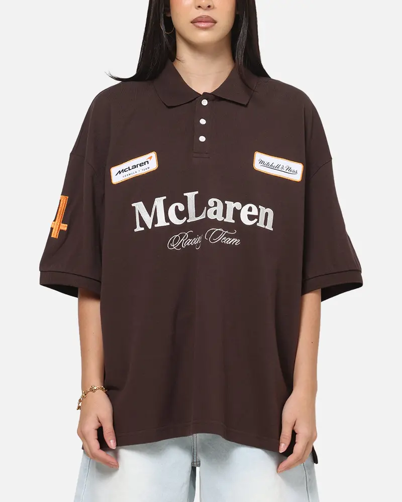 Mitchell & Ness X Mclaren Heritage Boxy Polo Shirt Chocolate 1