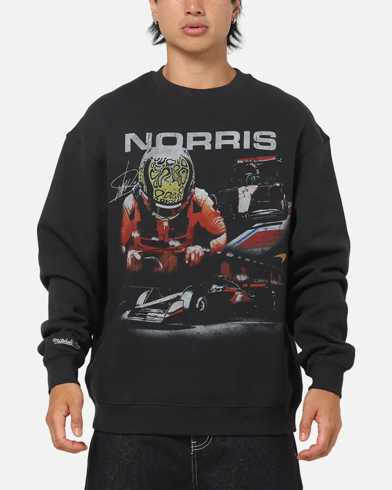 Mitchell & Ness X Mclaren Lando Norris Signature Crewneck Washed Black 1