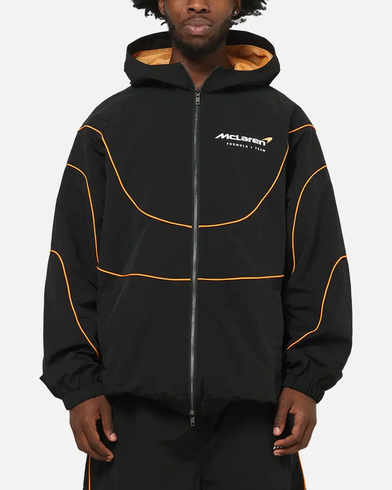 Mitchell & Ness X Mclaren Nylon Tracksuit Zip Hoodie Black/Papaya 1