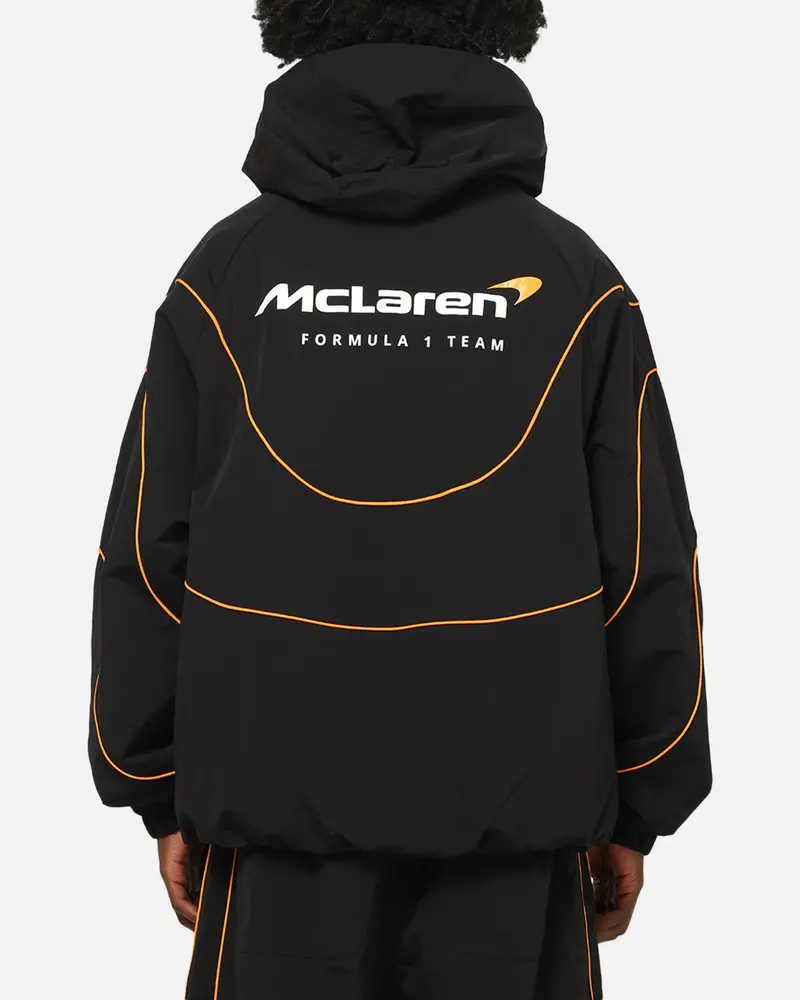 Mitchell & Ness X Mclaren Nylon Tracksuit Zip Hoodie Black/Papaya 2