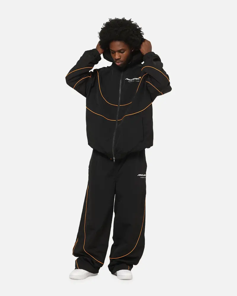 Mitchell & Ness X Mclaren Nylon Tracksuit Zip Hoodie Black/Papaya 3