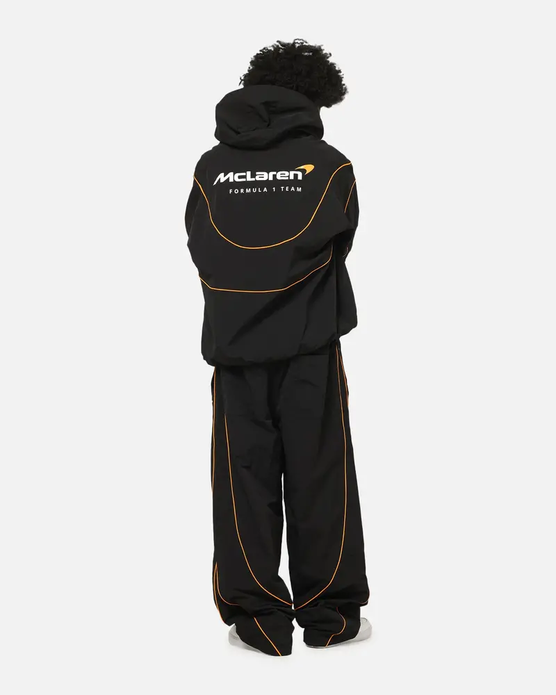 Mitchell & Ness X Mclaren Nylon Tracksuit Zip Hoodie Black/Papaya 4
