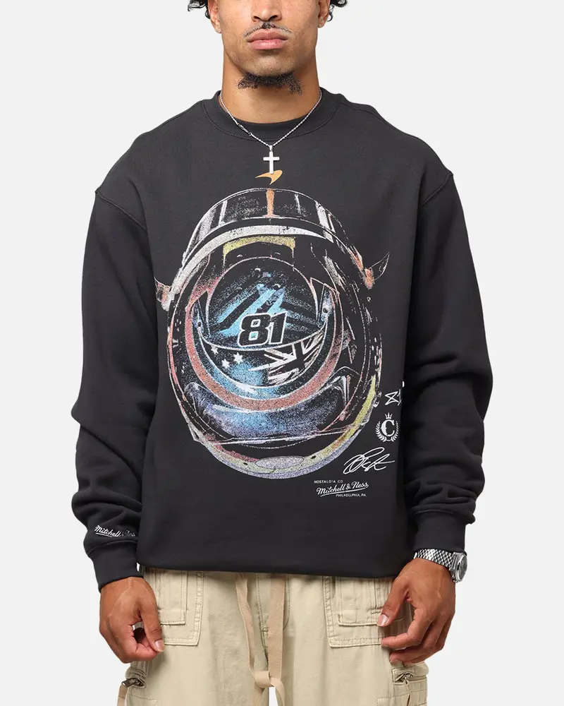 Mitchell & Ness X Mclaren Oscar Piastri Helmet Crewneck Faded Black 1