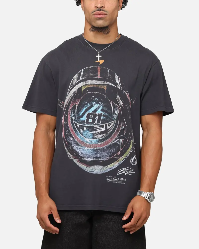 Mitchell & Ness X Mclaren Oscar Piastri Helmet T-Shirt Faded Black 1