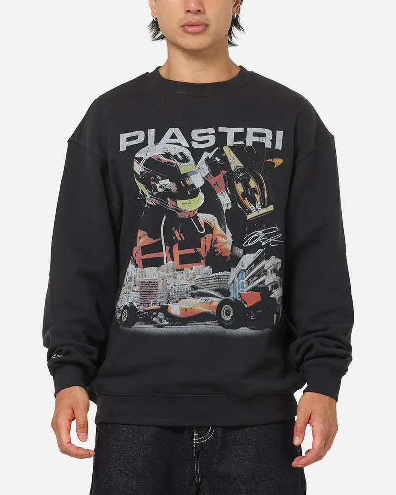 Mitchell & Ness X Mclaren Oscar Piastri Signature Crewneck Washed Black 1