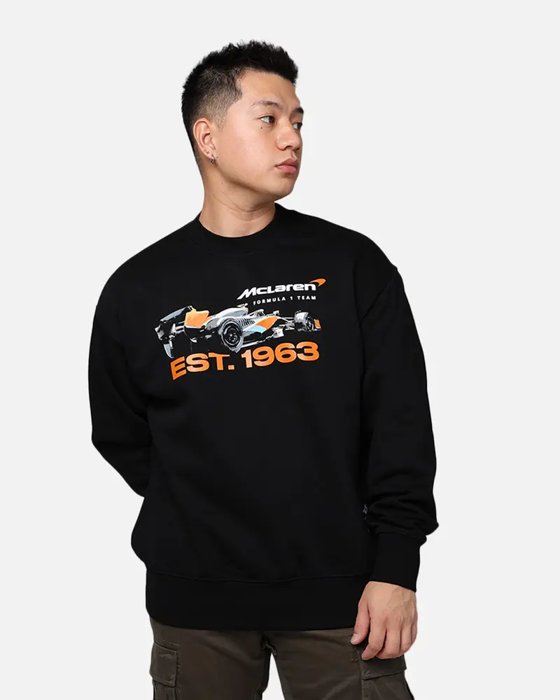Mitchell & Ness X Mclaren X Culture Kings Las Vegas Collection Vintage Car Poster Crewneck Black 1