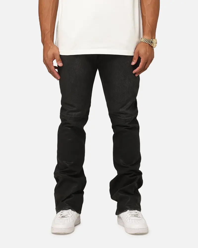 Mnml B729 Waxed Denim Jeans Black 1