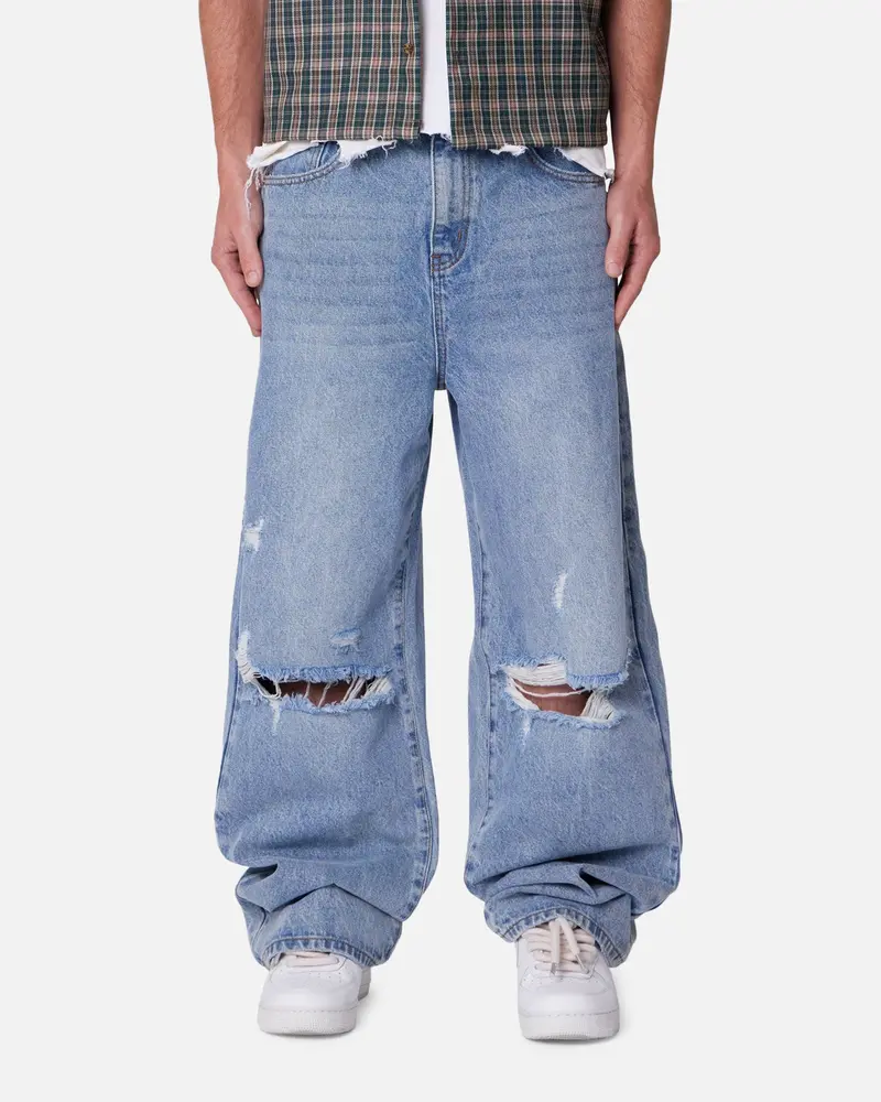 Mnml Baggy Blowout Denim Jeans Vintage Blue Wash 1