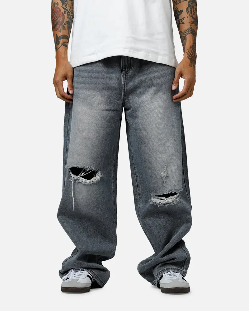 Mnml Baggy Blowout Denim Jeans Washed Grey 1