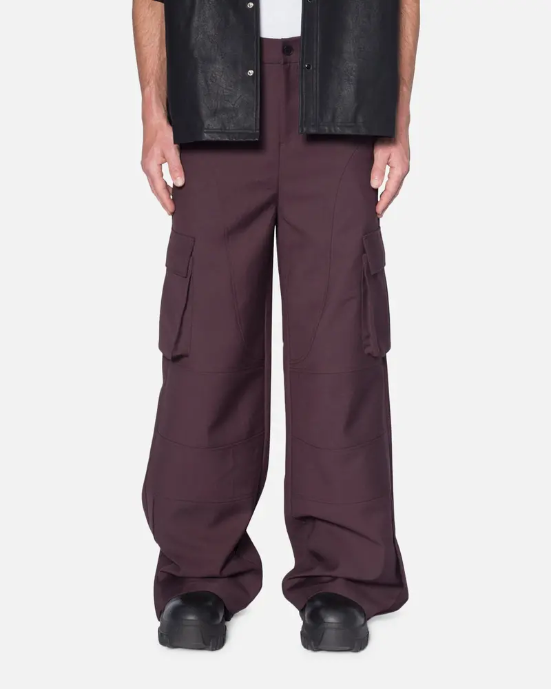 Mnml Baggy Cargo Trouser Pants Burgundy 1