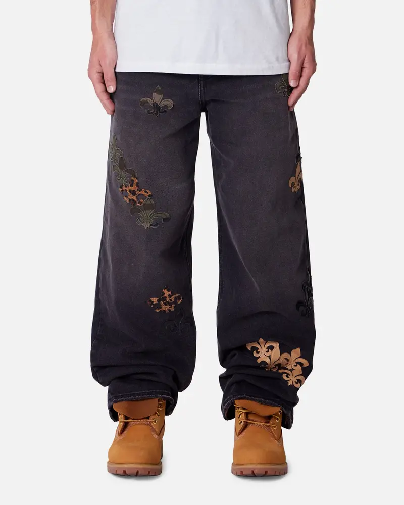 Mnml Baggy Fleur Denim Jeans Black 1