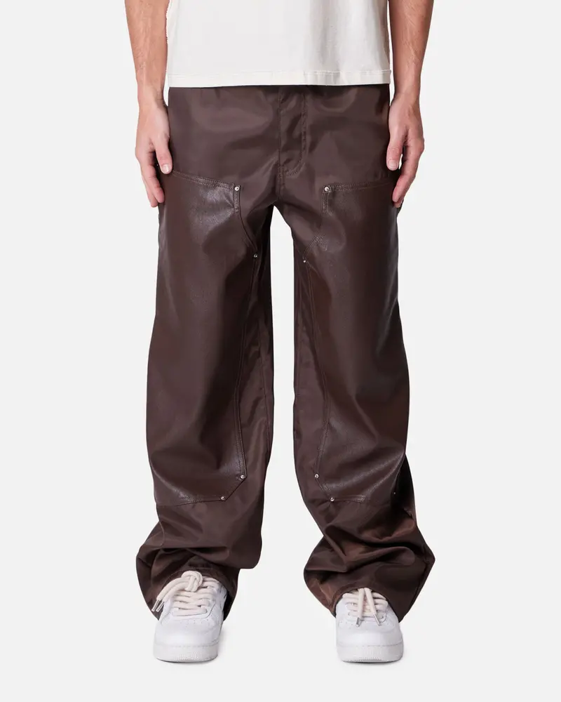 Mnml Baggy Nylon Double Knee Pants Brown 1