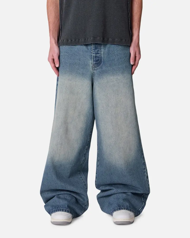 Mnml Baggy Washed Rave Denim Jeans Medium Blue 1