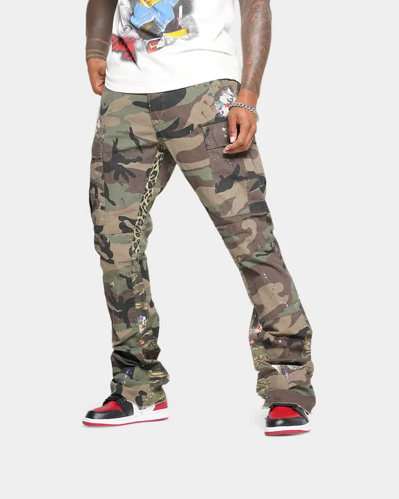 Mnml Bootcut Contrast Cargo Pants Camo 1