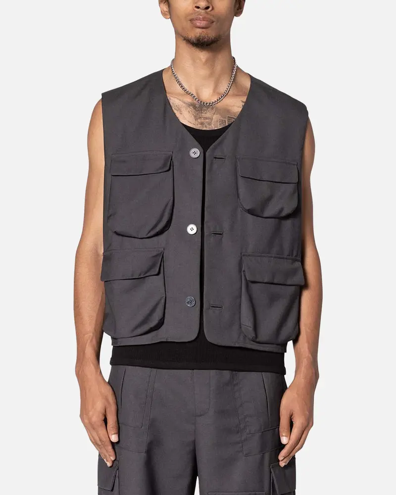 Mnml Bounded Gabardine Vest Grey 1