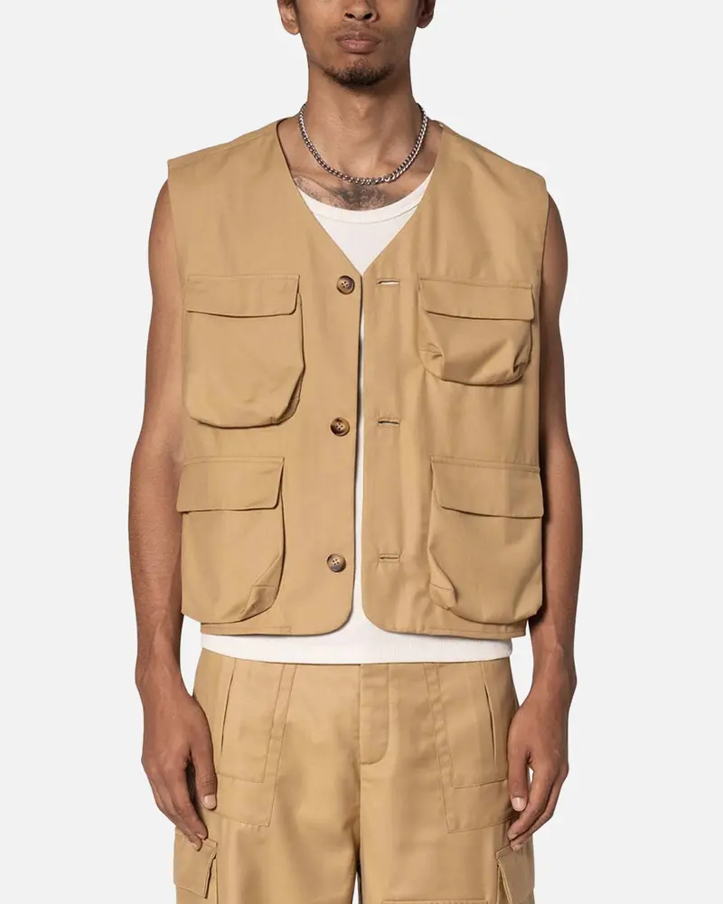Mnml Bounded Gabardine Vest Tan 1